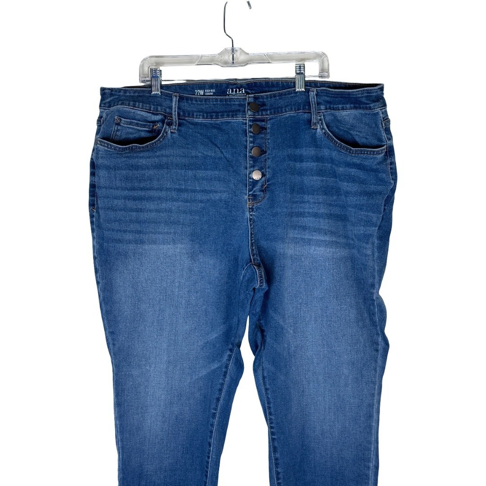 a.n.a High Rise Jegging Womens 22W Blue Button Fly Raw Hem Stretch Denim Jeans - Picture 3 of 9